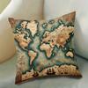 Double Sided Ancient World Map Themed Age Of Exploration Soft Throw Pillow Cover For Bed Sofa And Lounge Chair