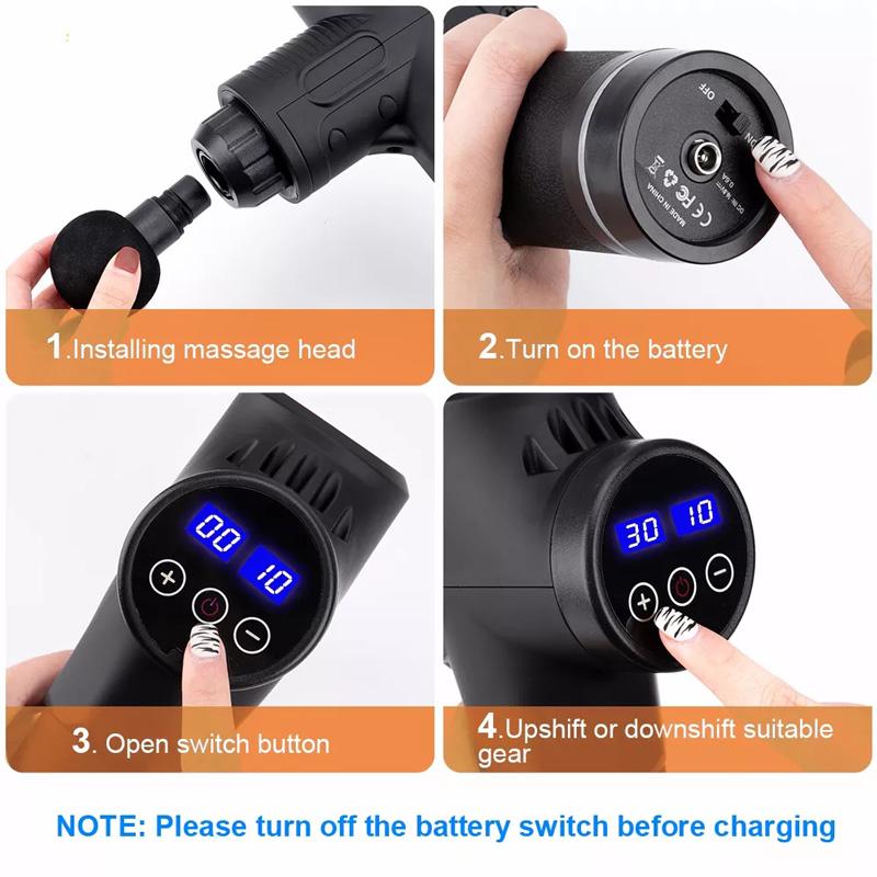 Smart Touch Screen Massage Gun High Frequency Body Muscle Relaxation Electric Massager With Portable Bag Therapy Gun For Fitness
