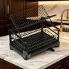 Dish Drying Rack with Water-Catch Tray Collapsible 2-Tier Dish Rack Rust-Resistant Multifunctional for Rv Kitchen