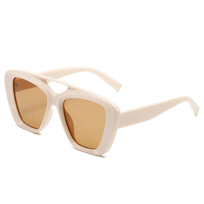 Summer New Large Frame Double Beam Sunglasses High Texture Fashionable Personalized Outdoor Uv400 Protection Sunglasses