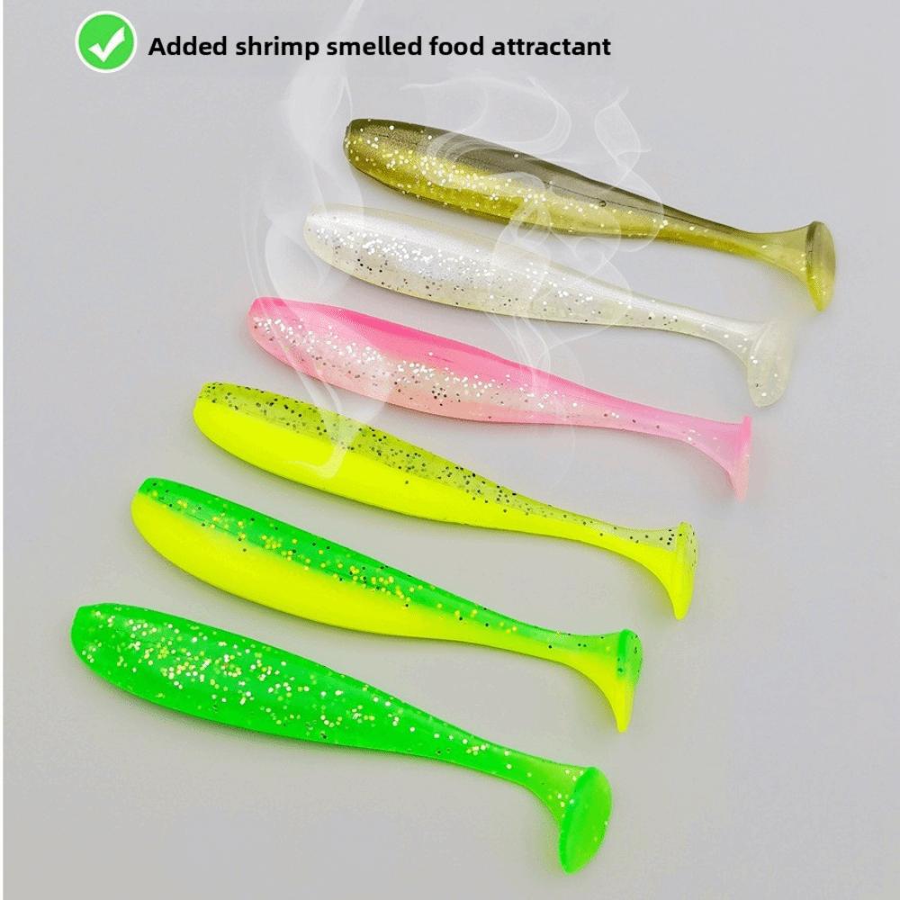 100Pcs/box T Tail Soft Bait Silicone Fishing Tackle Portable Soft Fishing Lures  Freshwater Fishing