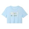 Einfarbiger Rundhals-Pullover Logo Kreativer Druck Kurzarm-T-Shirt Damen-T-Shirt Blau DX6159-441