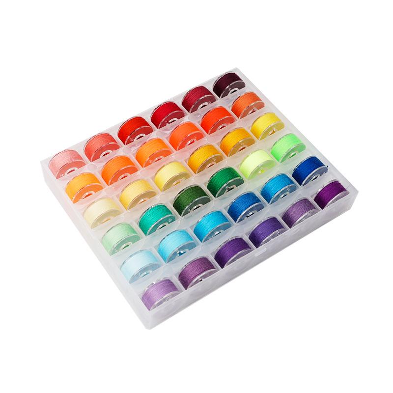 Transparent Bobbin Case with 36 Slots and Colorful Threads