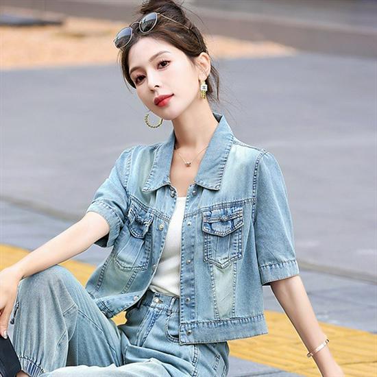 

Женский повседневный джинсовый комплект в стиле ретро Пан Коу 2024: Свободный, Стройнящий, Уличный стиль Летняя мода M