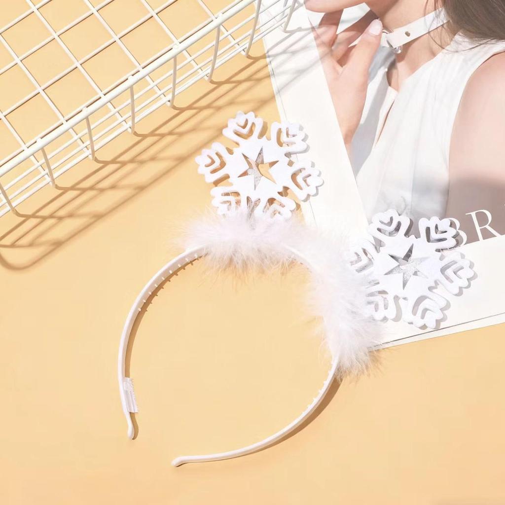 White Snowflake Christmas Headband for Women – Festive Hair Clip and Holiday Decoration Gift