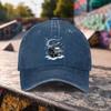 Piano Music Note Graphic Washed Baseball Cap Distressed Cotton Outdoor Casual Adjustable Hat