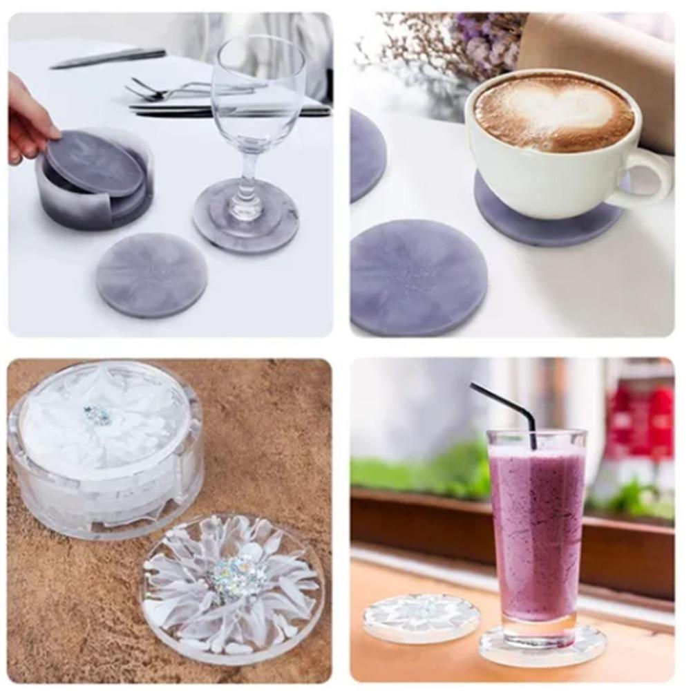 5pcs Thickened Design Coaster Resin Molds Soft Silicone DIY Resin Molds Home Decoration