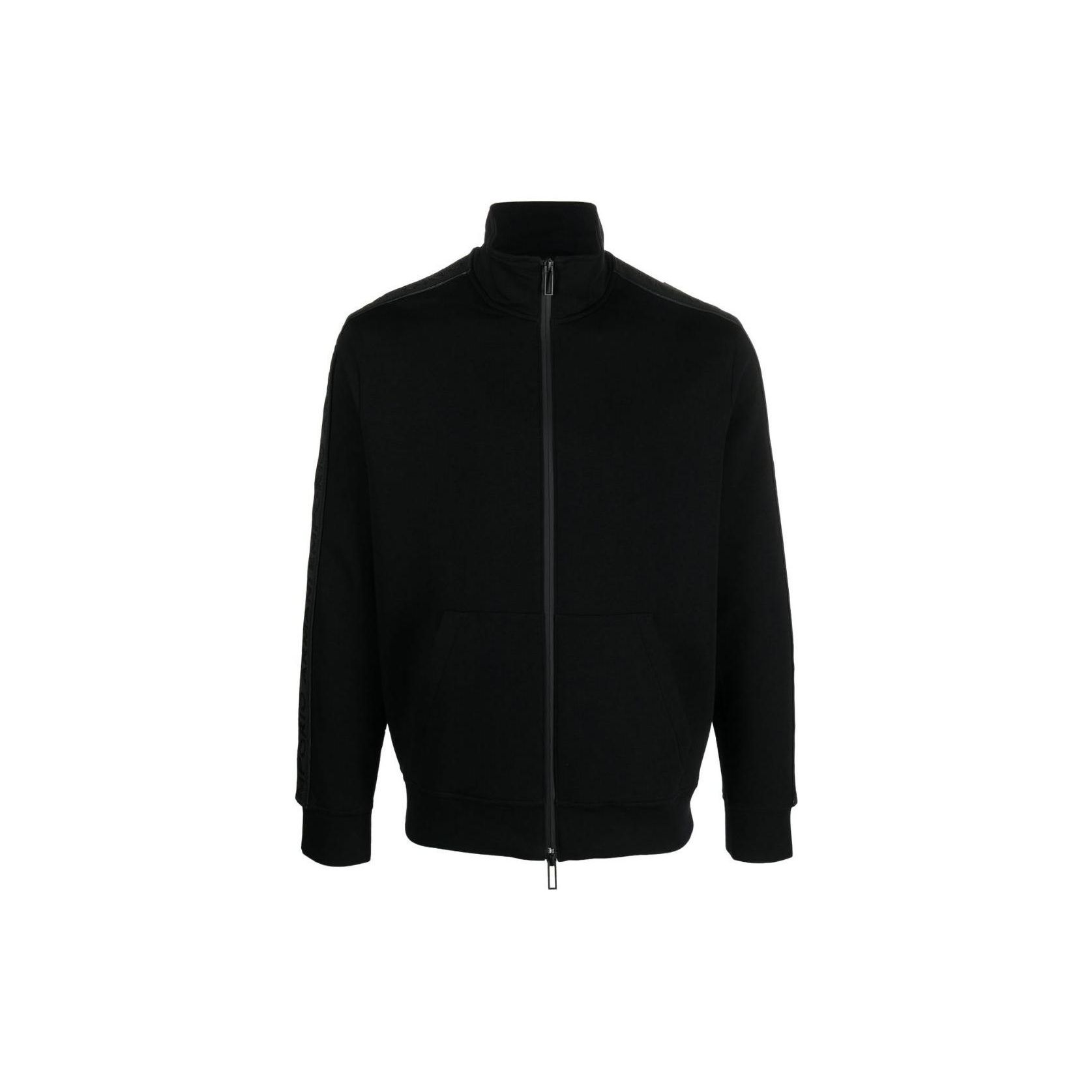 Emporio Armani FW22 Solid Color Logo Tape Zip Jacket Men jackets Black 3R1MBA-1JHSZ-0999 M