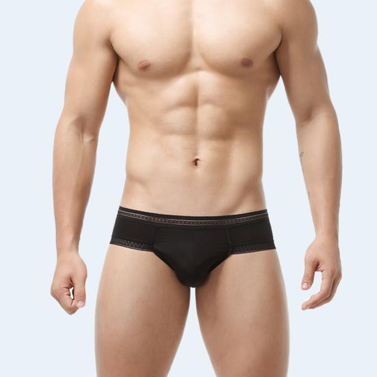 Men Briefs Solid Color Low-rise Ice Silk Briefs U-Convex Large Space Not Tight Underwear Ultra-thin Panties