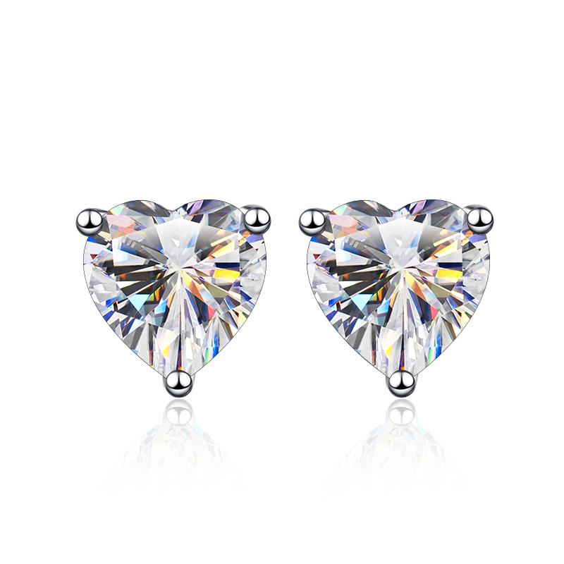 

Bague Ringen Простые серьги из стерлингового серебра 925 пробы 1/2CT с настоящим муассанитом в форме сердца, свадебные серьги-гвоздики для женщин, ювелирные изделия в подарок 2 x 1ct moissanite белый
