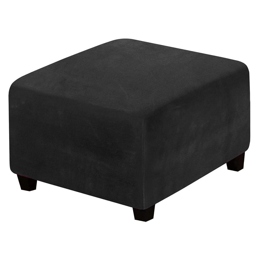 Elastic Anti-Scratch Ottoman Cover: Solid Color Footstool Protector for Home Use