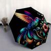 1pc Colorful Hummingbird with Floral Fantasy Pattern Beautiful Looking Automatic Folding Umbrella, 3 Folding, 8 Iron Frame Design, Durable and Su