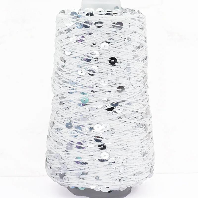 

500 г / 1300 м Пряжа из хлопка ручной вязки 6 мм + 3 мм Разноцветная пряжа с пайетками DIY Женский шерстяной свитер Шапка Шарф Поделки своими руками