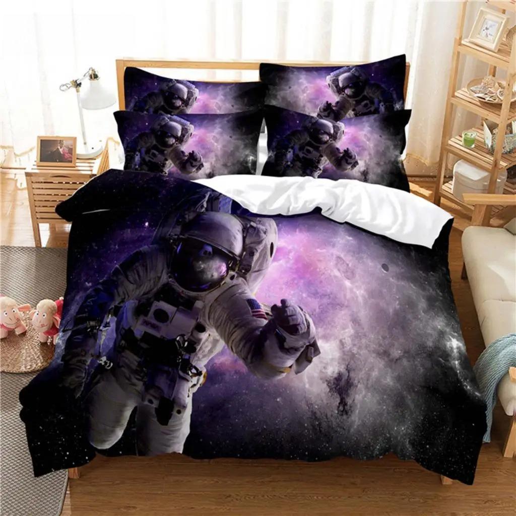3D Digital Printing Fashion Design Astronaut Bedding Set, Queen Size Duvet Cover Sets