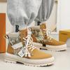 [Trendy High-Top Sneakers] Trendy High-Top Casual Sneakers - Men's Lace-Up Boots with Furry Collar & Side Zipper, Durable for Outdoor & Casual Attire