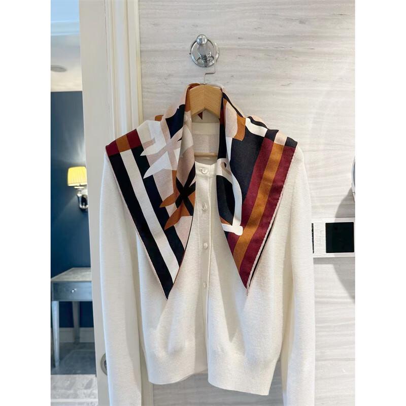 NINA SOLOR Artistic Geometric Horse Head Silk Wool Scarf