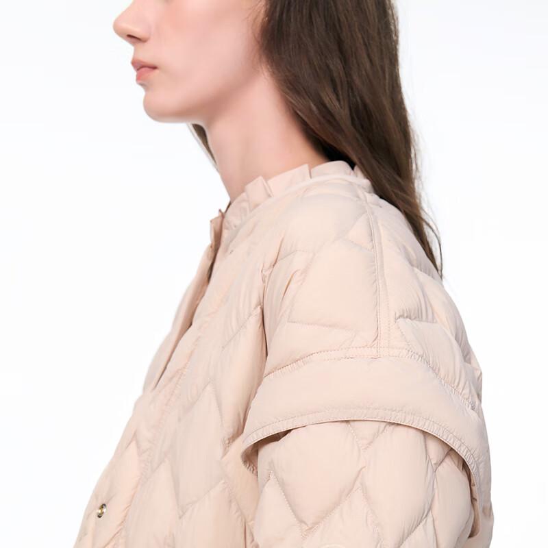 Jinyujie Women's Ruffle Collar Lightweight 90% Duck Down Short Jacket