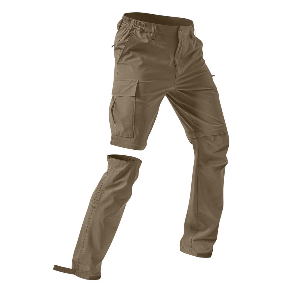 Convertible Cargo Pants for Men Outdoor Lightweight Quick Dry Zip Off Trousers Multi Pocket Design Elastic Waist