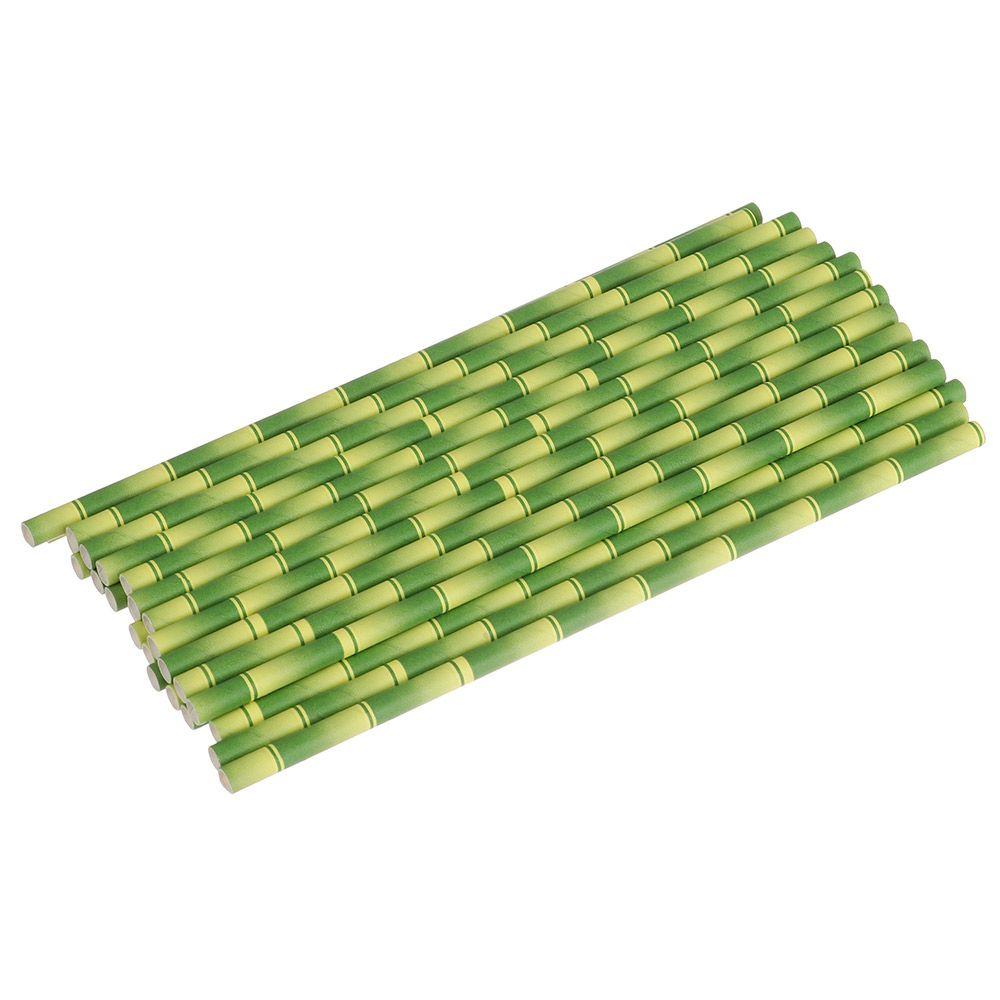 25pcs Home Decorative Event Birthday Party Supplies Paper Straw Green Bamboo Drinking Straws