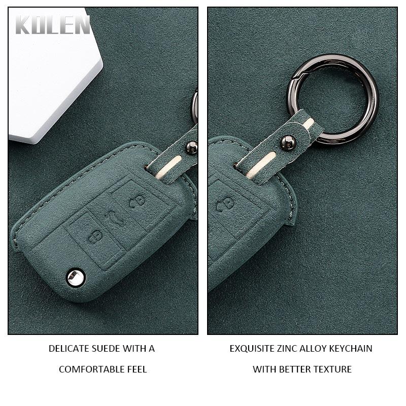 Leather Car Key Case Cover Shell   for VW Volkswagen Golf 7 MK7 Tiguan MK2 for SEAT Ateca Leon FR 2 Ibiza for Skoda Octavia A7