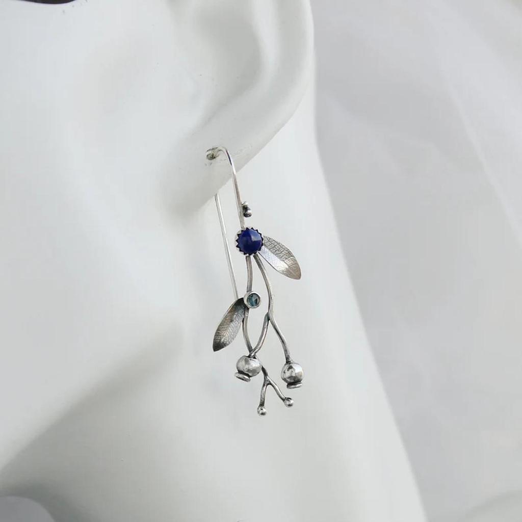 Vintage Blauwe Steen Tak Bladeren Dangle Hook Oorbellen Voor Vrouwen Mode-sieraden Etnische Tribal Verklaring Drop Earring Accessoires
