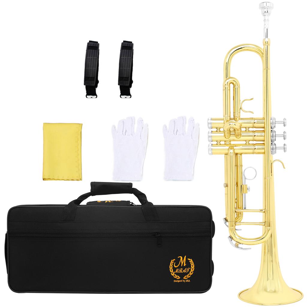 SLADE Bb Trumpet for Beginner B Flat Premium Brass body Colorful Trumpet Professional Brass Musical Instrument with Case Gloves