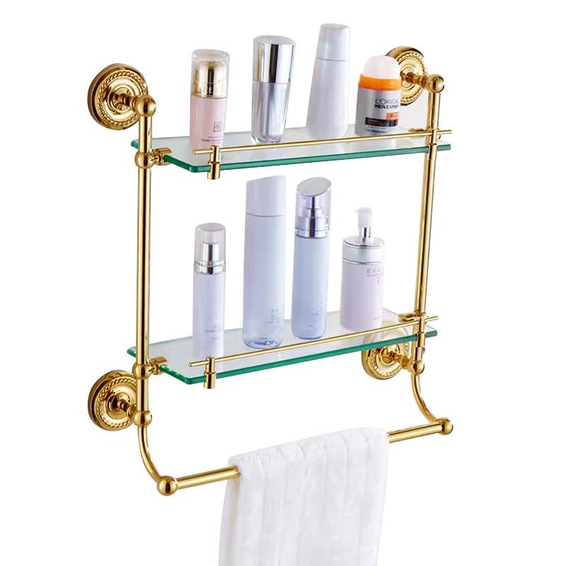 Europäisches Gold Ganzkupfer Badezimmer Handtuchhalter & Zubehörset