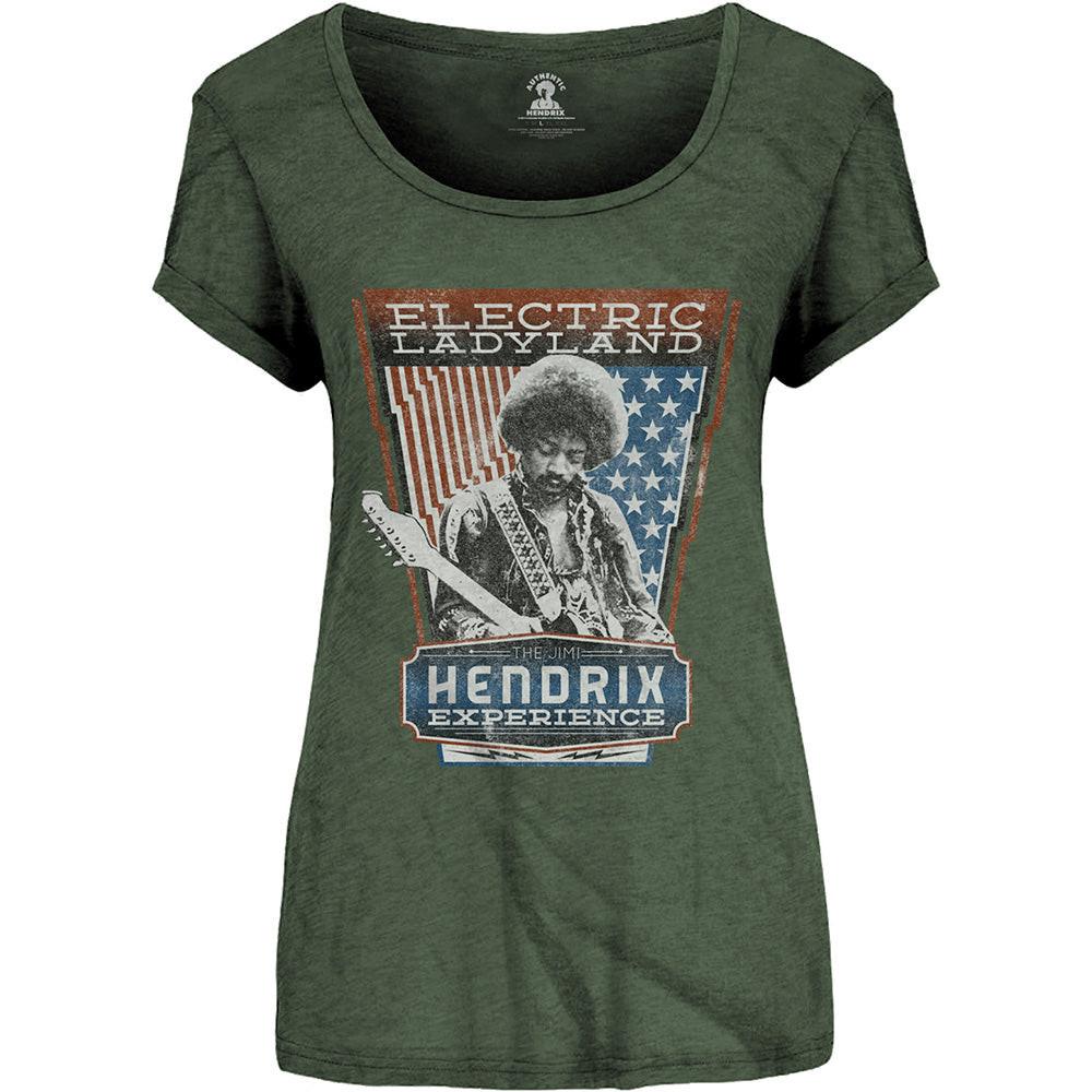 New Jimi Hendrix Ladies Slim Fit T-Shirt: Electric Ladyland OFFICIAL green XL