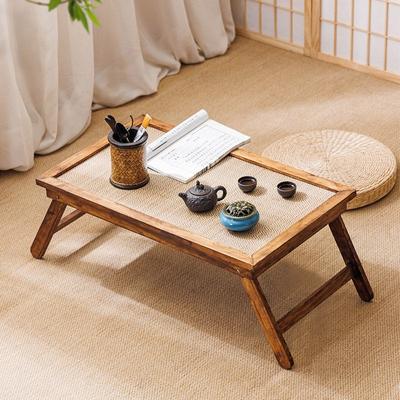 Japanese Solid Wood Folding Bay Window Tea Table Small Zen Coffee Table for Home Living Room Tatami Mat Portable