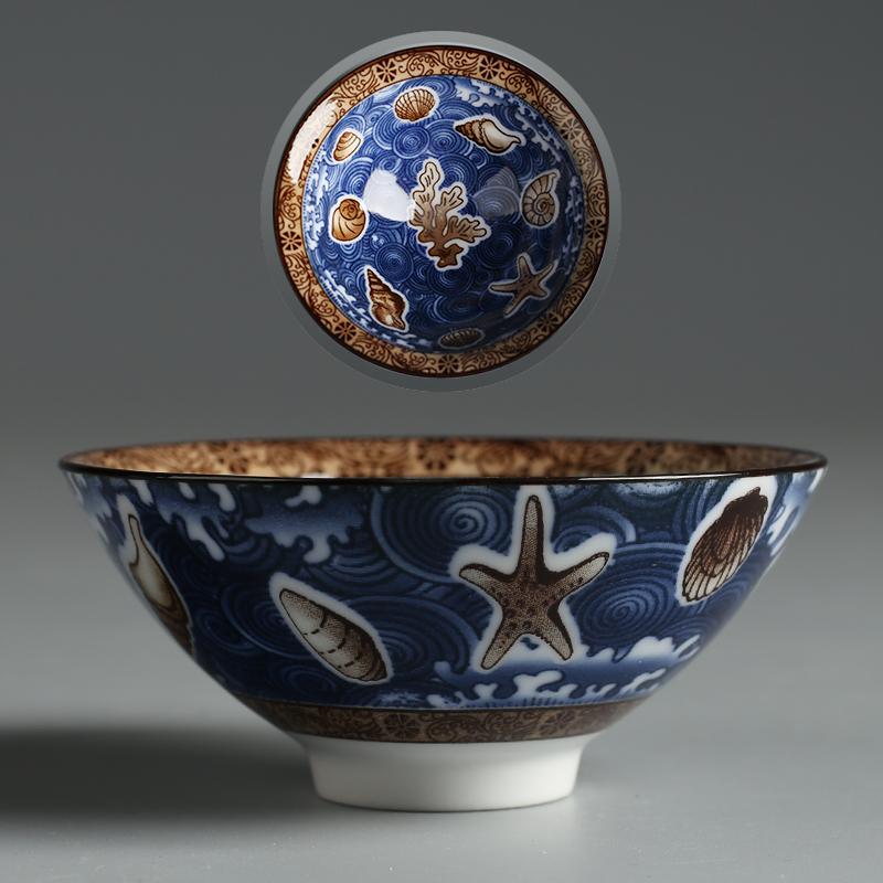 70ml Ceramic Large Master Tea Cup Blue and White Porcelain Kung Fu Tea Cup Douli Tea Bowl Personal Home Use Cup