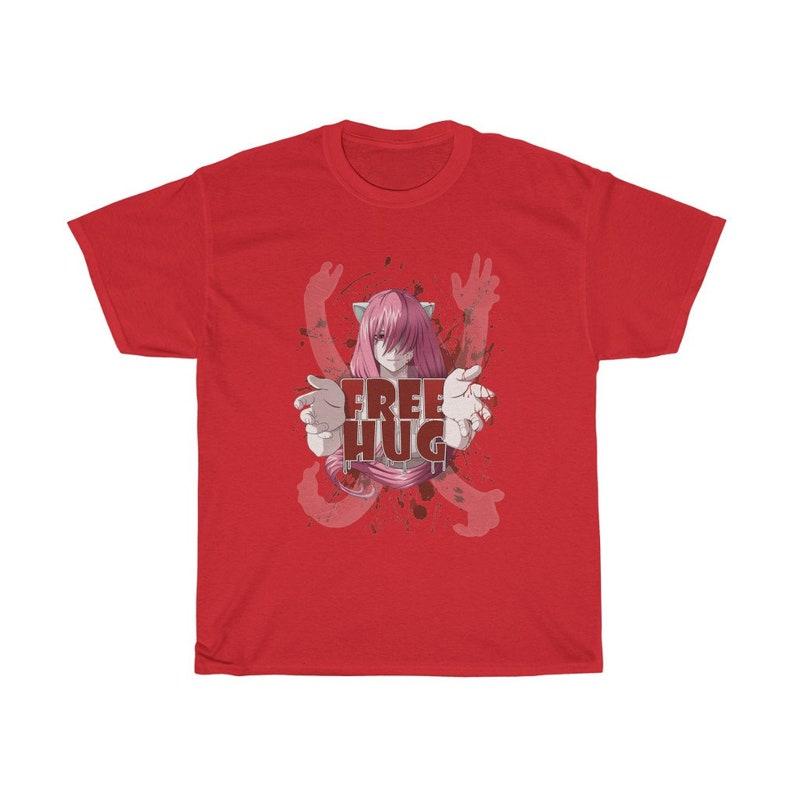 Elfen Lied Lucy Nyu Free Hugs Grafik T-Shirt Unisex Diclonius Königin Anime Streetwear Fan Geschenk Damen und Unisex T-Shirt