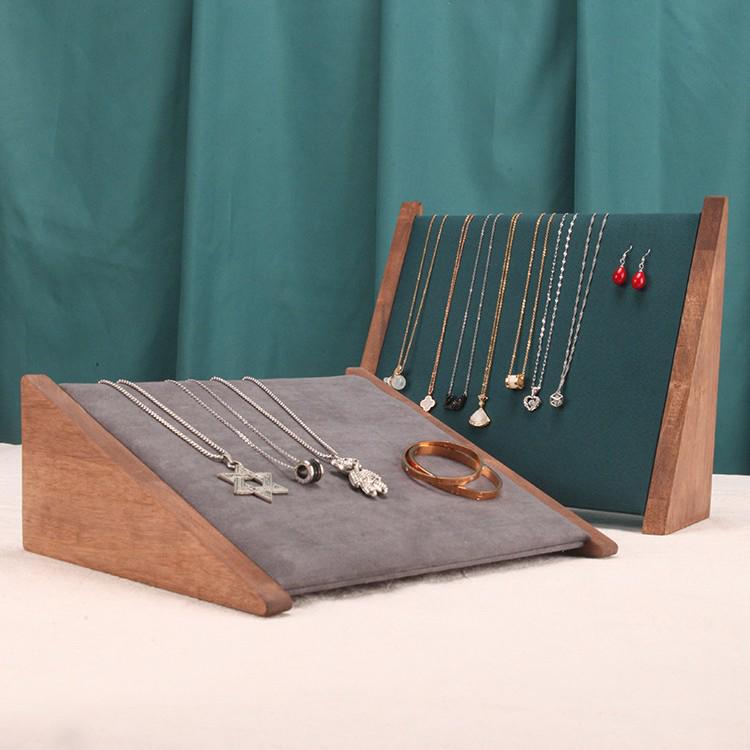 Black Walnut Solid Wood Necklace and Bracelet Display Stand for Jewelry Store Window
