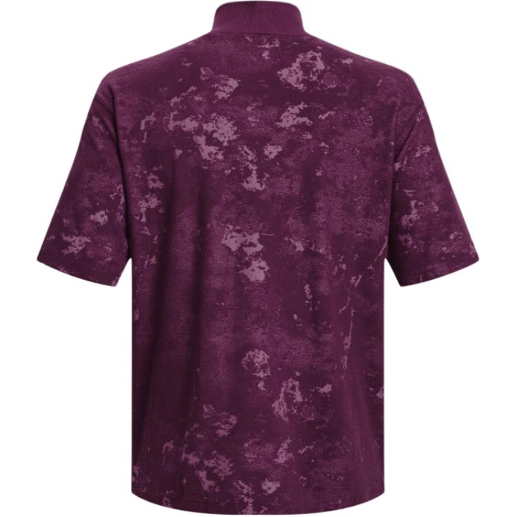 Under Armour Journey Washed Jacquard Embossed Half-Zip Collar Short Sleeve T-Shirt Men Tops Rock-Purple 1377178-572