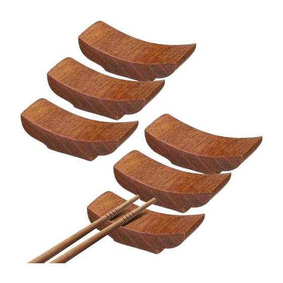 uxcell 6 Pcs Wooden Chopstick Rests Boat Shape Chopstick Holder Cutlery Rest for Kitchen Counter Chopsticks Spoons Forks Knives Table Decoration