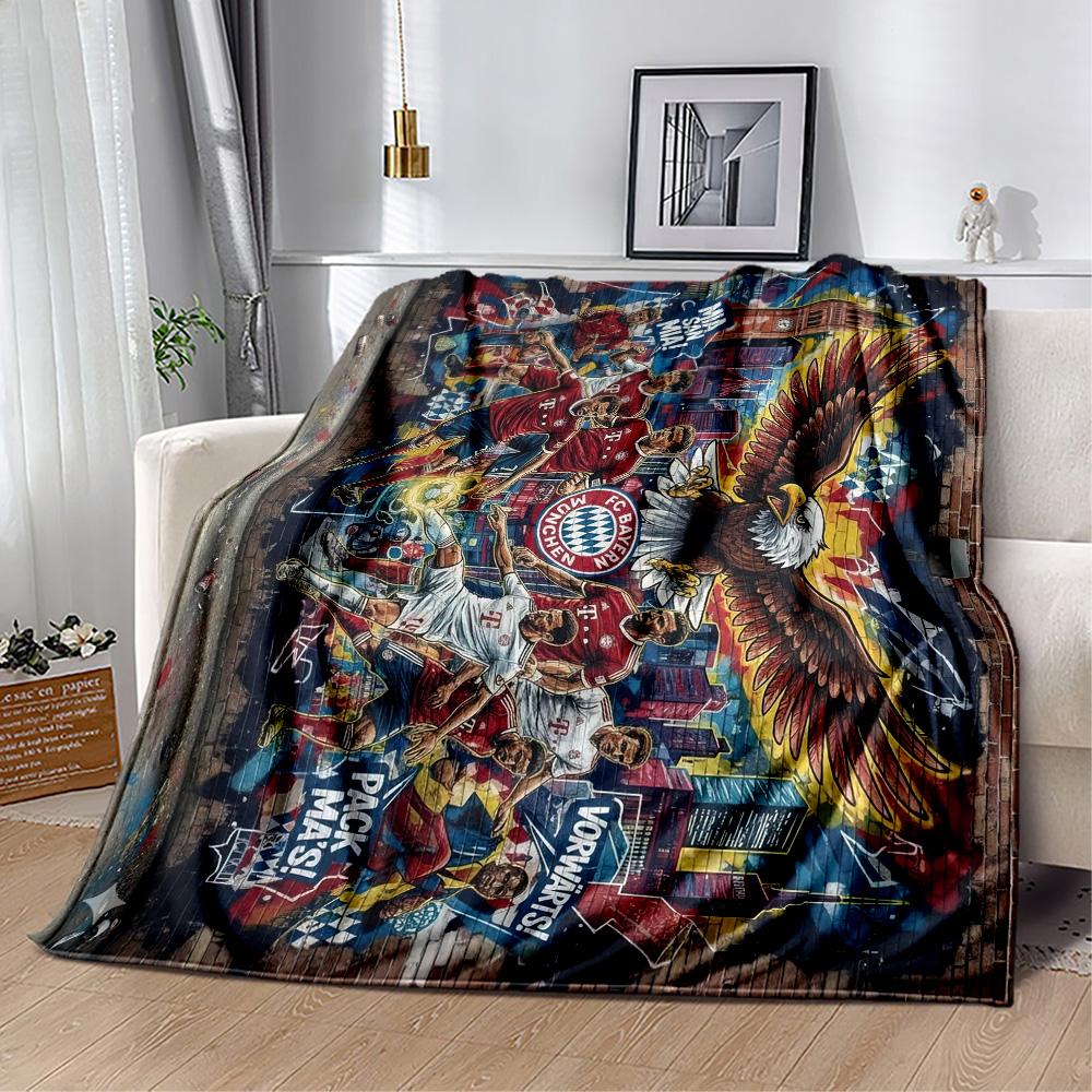 Bayern Munich Blanket Warmthful Decor Perfect for Office Chair Livingroom Seaside Four Seasons Universal Playful Design
