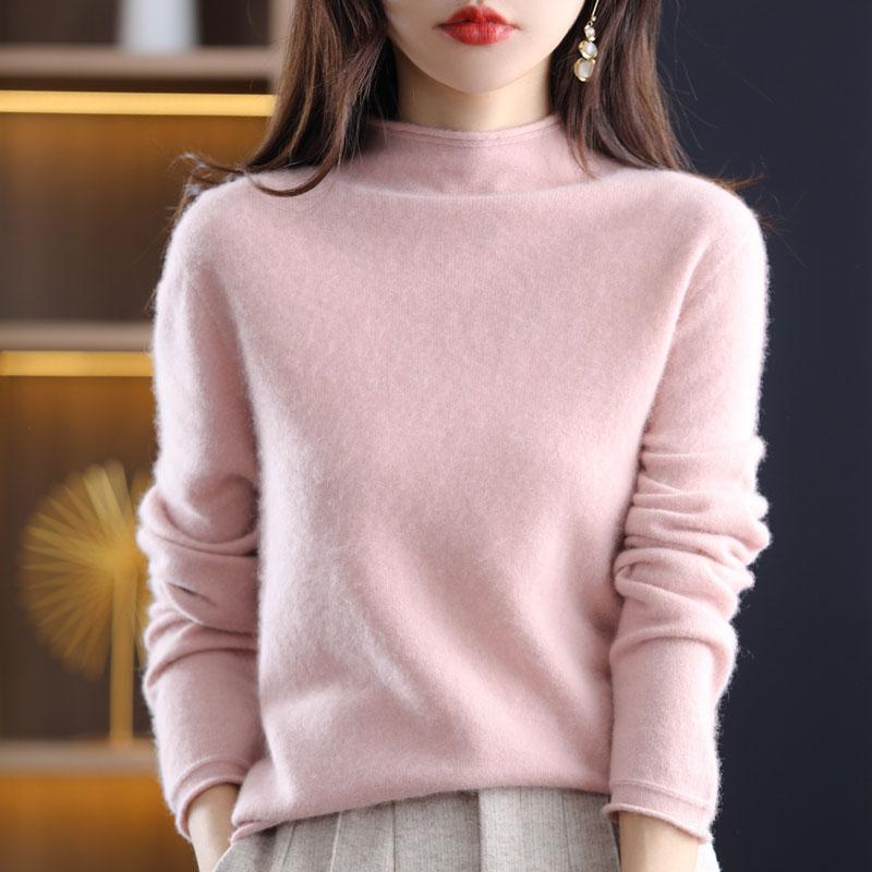 Damen Kaschmirpullover Qinghe Kaschmir 30% Kaschmir 70% Wolle Damen Herbst und Winter Kaschmirpullover weich und warm