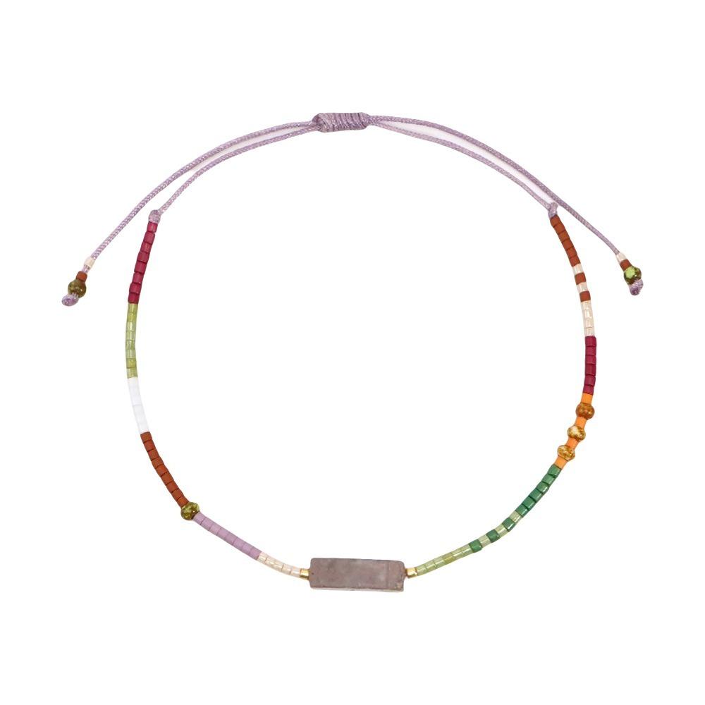 Adjustable Colorful Bracelet Minimalist Rectangle Stone Bracelet Bohemian Beaded Bracelet  Gifts коричневый