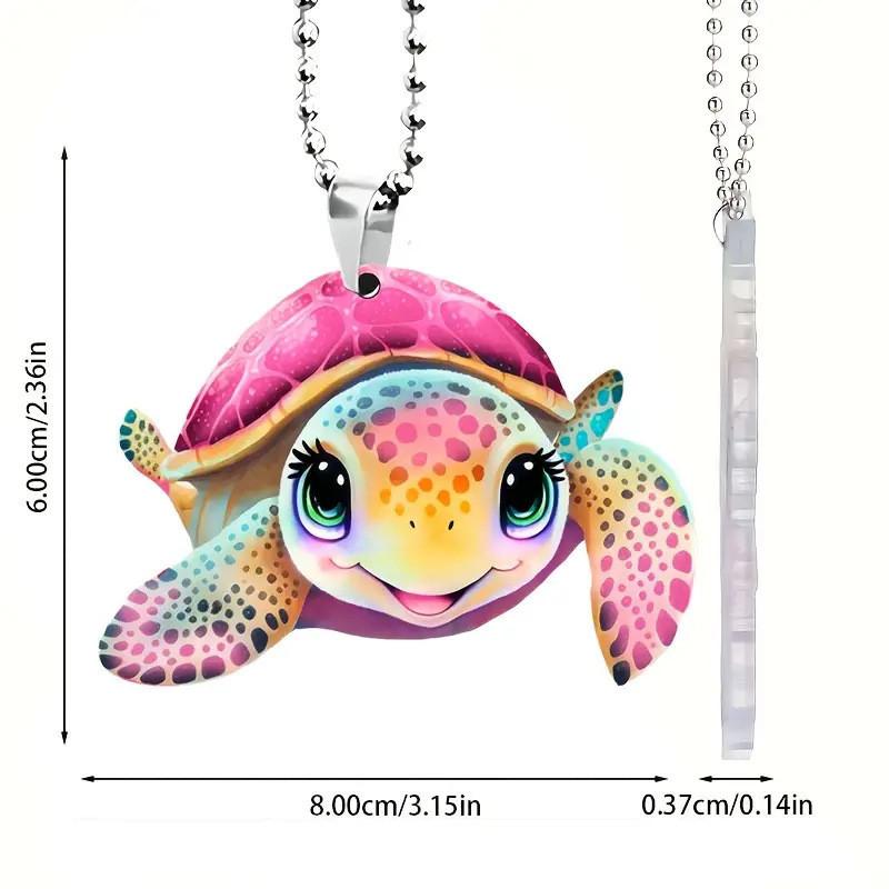 Turtle Acrylic Colorful Car Interior Pendant For Turtle Lovers Cute Cartoon Style