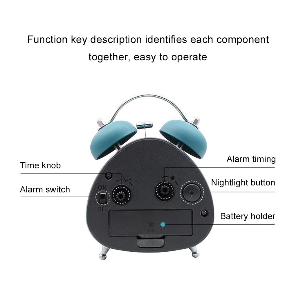 Metal Alarm Clock With Night Light High Volume Ultra Quiet Without Ticking Students Wake-Up Children’s Bedside Clocks