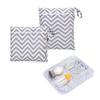 Damero Breast Pump Parts Bag, 2Pack Wet Bag for Breast Pump Parts Storage with Waterproof Mat, Gray Chevron