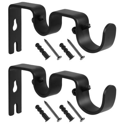 Double Heavy Duty Iron Curtain Rod Hooks Holders Drapery Bracket Poles Adjustable Accessories Home Decor Window Treatment Parts