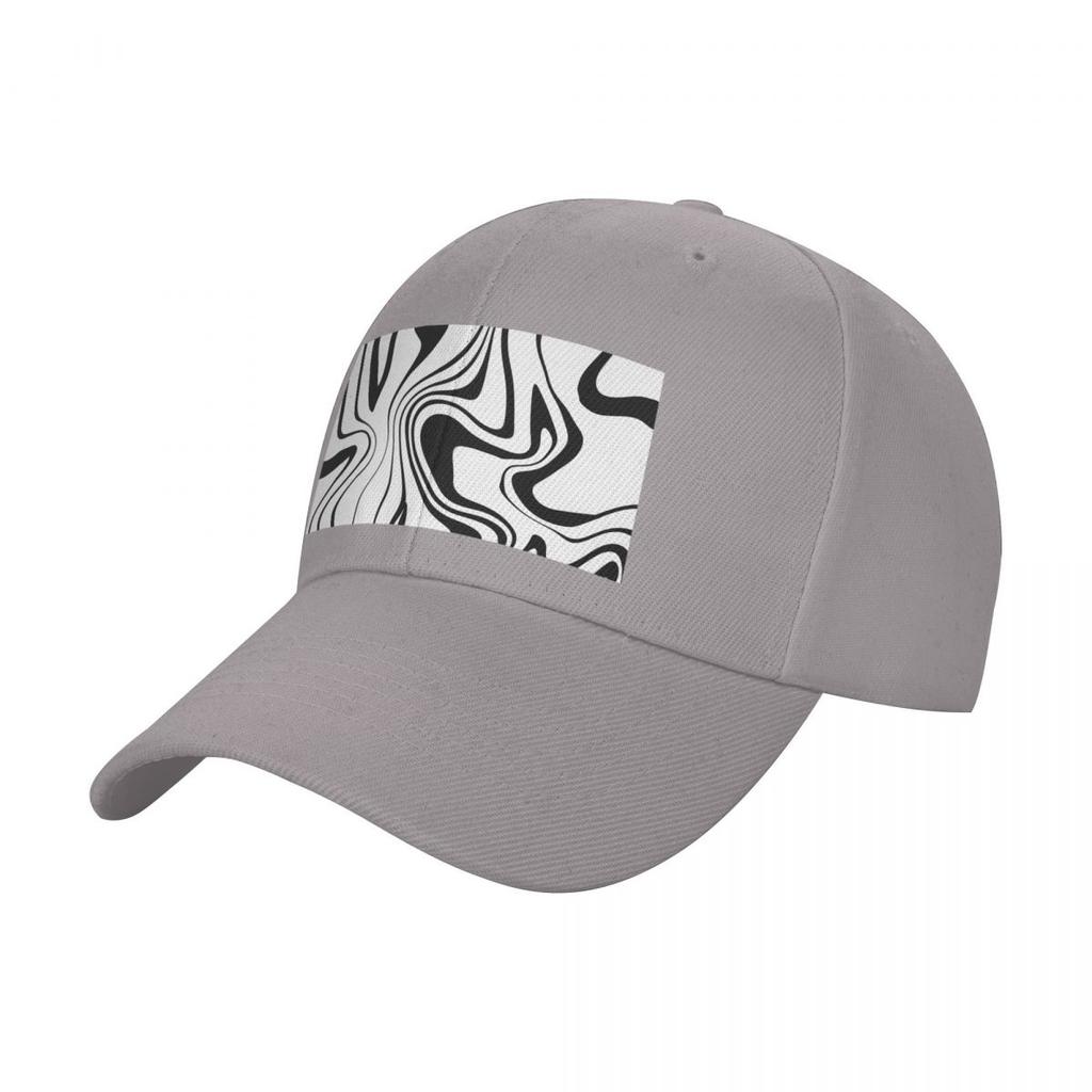 Black and White Trippy Print Baseball Cap Gentleman Hat Luxury  Rave Men Womens