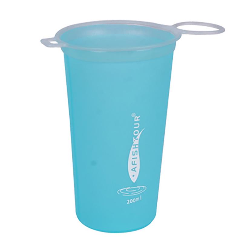 

200ML TPU Soft Cups Collapsible Sports Water Bottle Outdoor Portable Water Cup Running Cycling Hiking Flexible Water Bag синий