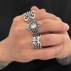 Inlaid Diamond Geometric Ring for Men, Trendy Hip-Hop Exaggerated Pattern Cross Ring, Men's Index Finger Ring, Hand Jewelry
