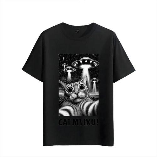 Tshirt Muscle Freaks Alien Cat Funny 2026 Style Kitten UFO L