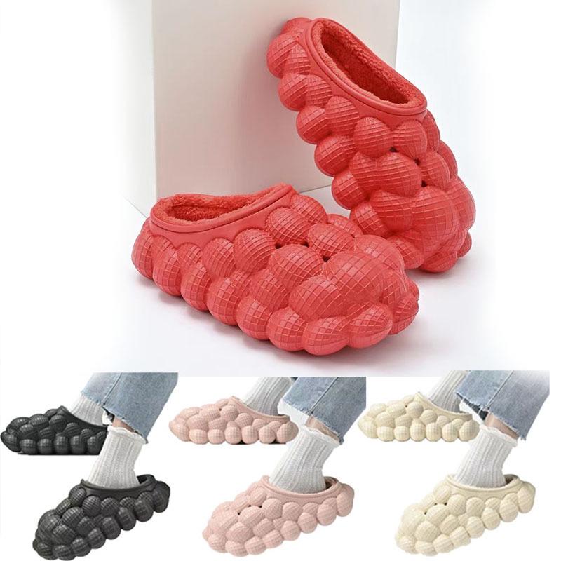 Határokon átnyúló Csúszásmentes Meleg Licsi Pamut Papucs - Vízálló Szőlő Mogyoró Buborék Dizájn