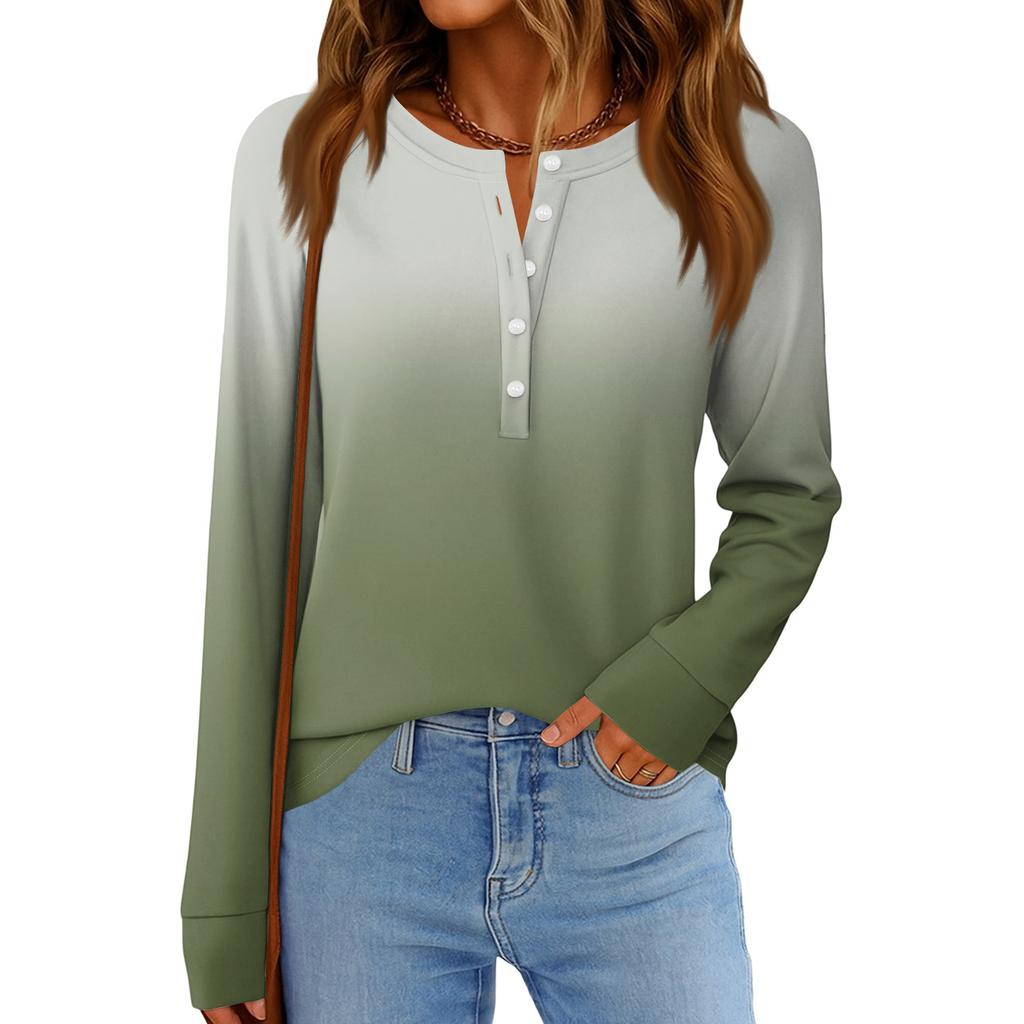 Damenmode Locker Langarm Rundhals Casual Oberteil