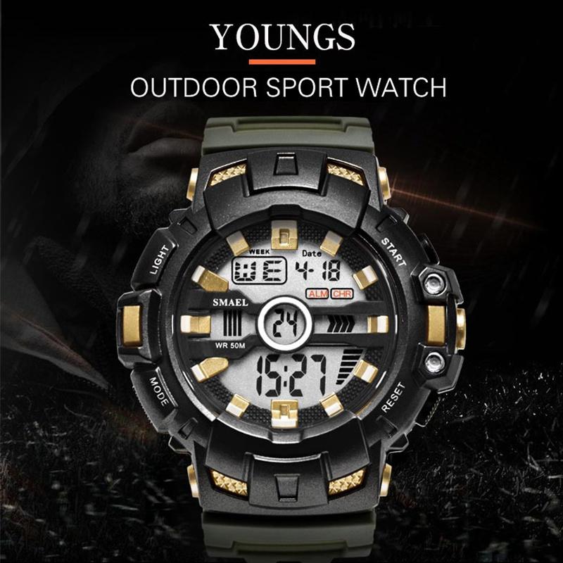 SMAEL LED Digitaluhren Luxusuhr Herren Militäruhren Alarmuhren Sport Wasserdicht