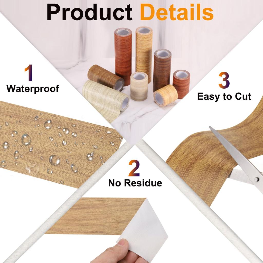 PATIKIL Wood Grain Tape 10cm x 4.57m Self Adhesive Wood Grain Repair Tape Real