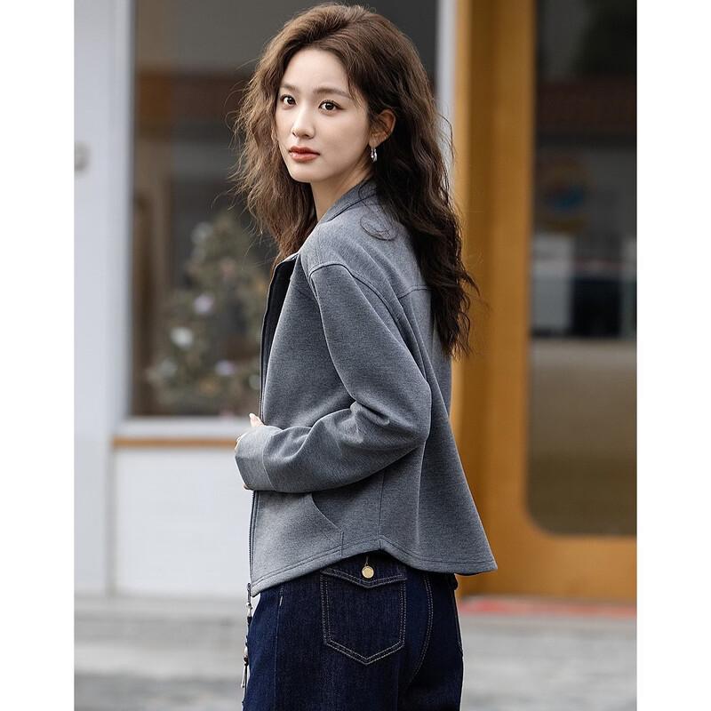 Women's Relaxed Fit Stand Collar Cardigan Jacket